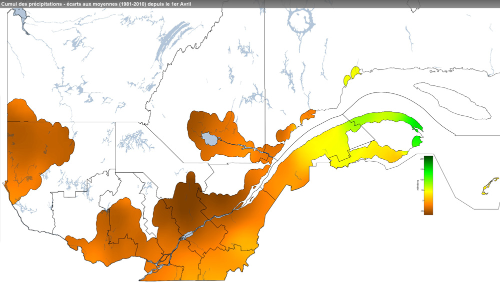 Ce graphique provient du site Agrométéo Québec. Il présente les précipitations (mm) à partir du premier avril jusqu'au 24 novembre 2020. Pour obtenir des informations plus précises, visitez le site d'Agrométéo Québec à partir du lien suivant ce graphique.