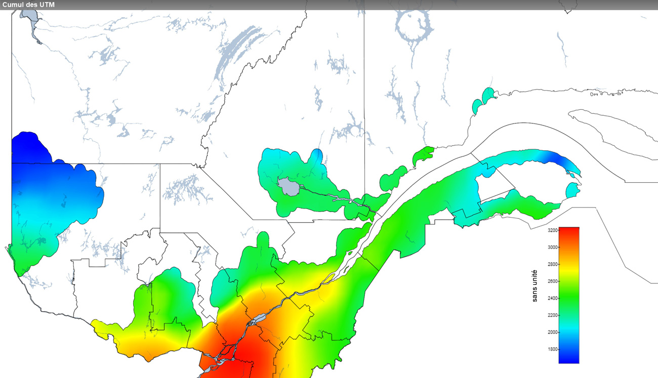 Ce graphique provient du site Agrométéo Québec. Il présente la cumulation des unités thermiques maïs (UTM) à partir du 15 mai. Pour obtenir des informations plus précises, visitez le site d'Agrométéo Québec à partir du lien suivant ce graphique.