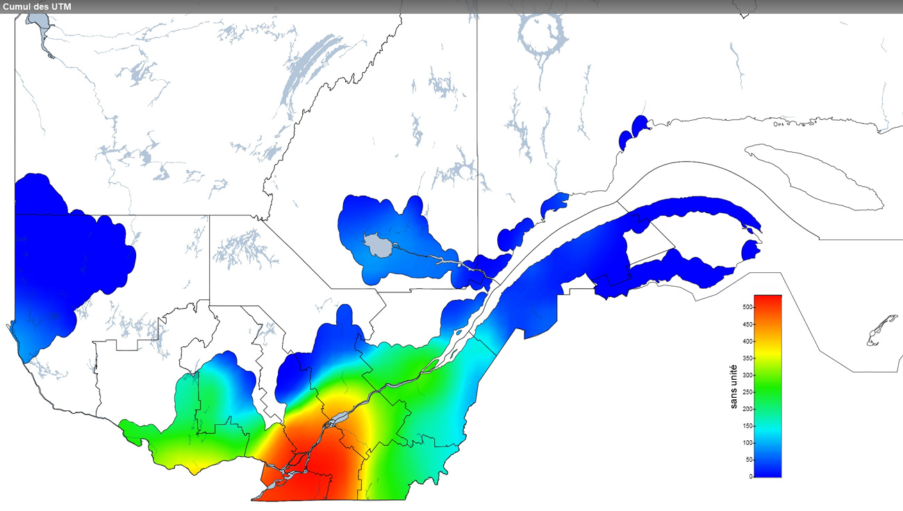 Ce graphique provient du site Agrométéo Québec. Il présente la cumulation des unités thermiques maïs (UTM) à partir du 15 mai. Pour obtenir des informations plus précises, visitez le site d'Agrométéo Québec à partir du lien suivant ce graphique.