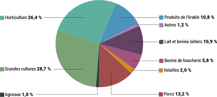 Graphique Répartition des contributions gouvernementales du programme Agri-investissement pour l’année de participation 2020 - voir description ci-dessous.